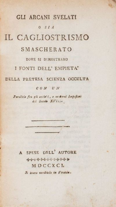 Gli arcani svelati o Il cagliostrismo smascherato
