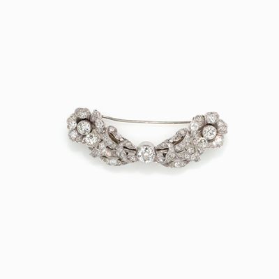 Spilla-clip da Sera, in Platino e Diaman