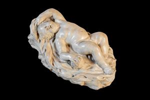 A putto sleeping on a rock covered with a sheet, a basket with herbs under the right hand (Allegory of Sleep)