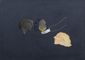 Testine con il braccio dell'artista