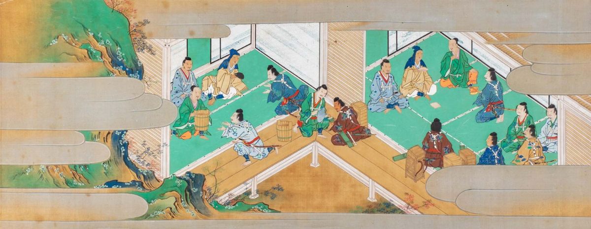 Giappone - Scene di vita con dignitari e samurai, Scuola Tosa, periodo Edo, 5 opere