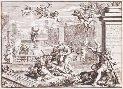 Li giardini di Roma con le loro piante alzate, incisioni, 1683