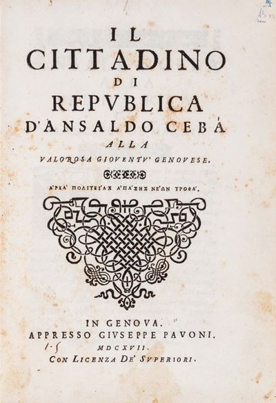 Trattato sull'educazione dell'élite, Il cittadino di Republica, prima edizione del 1617