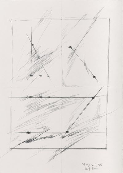 4 pagine, 1988, disegno e pastello su cartoncino