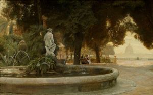 The great fountain at the Pincio Walk in Rome