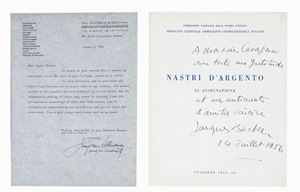Brochure Nastri D'Argento XI assegnazione stagione 1955/56 firmata dal regista Jacques Becker