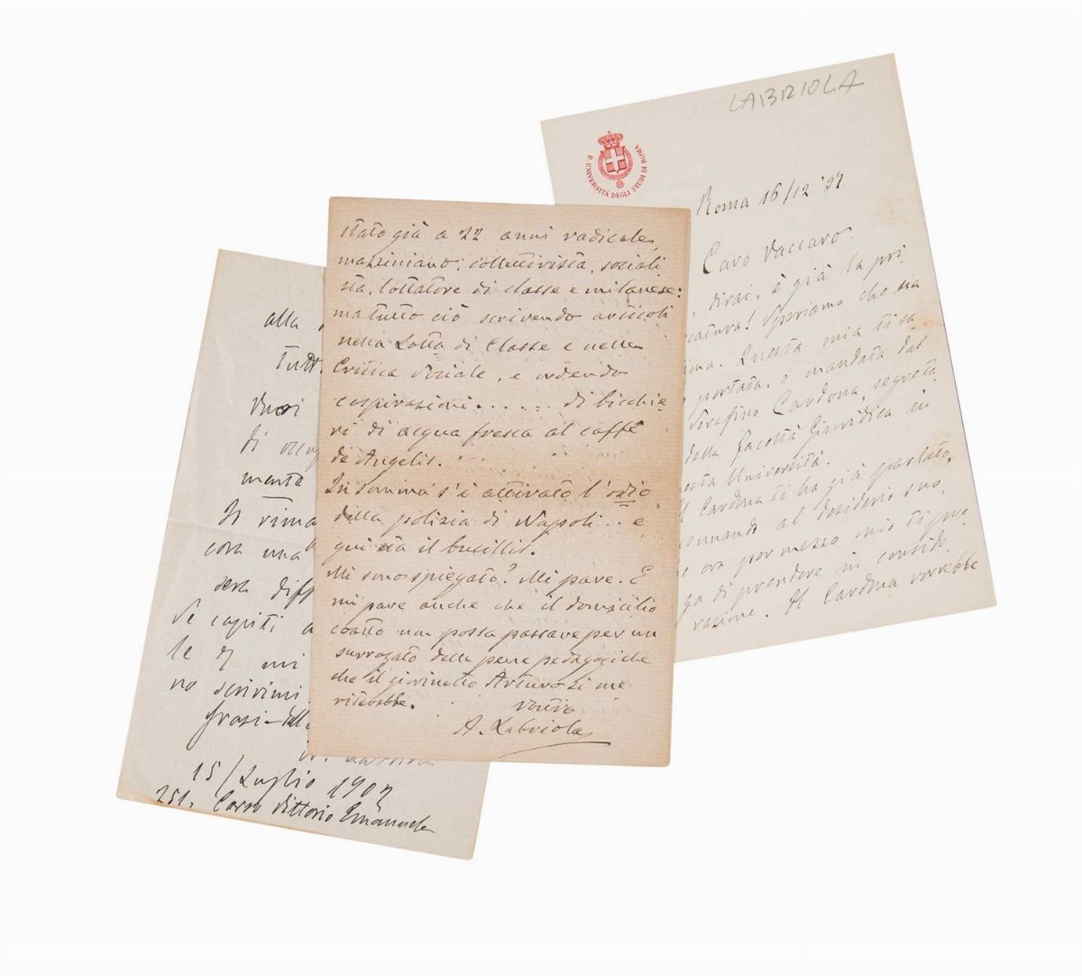 Antonio Labriola - Lettere autografe firmate