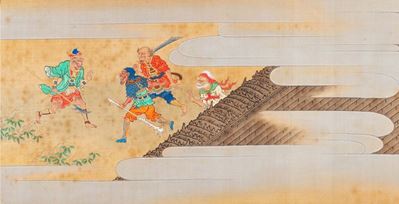 Due dipinti su carta a colori - Scuola Tosa, Periodo Edo