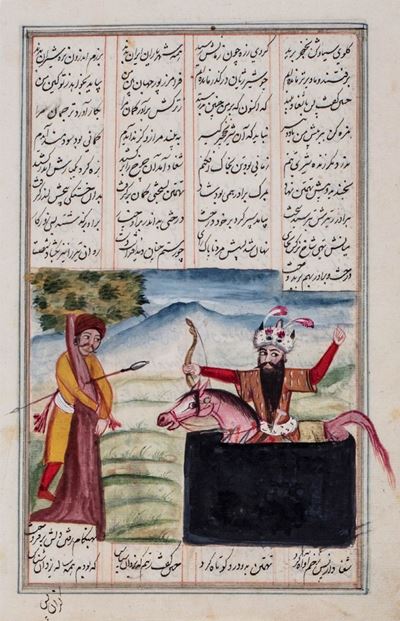Quattro miniature su carta raffiguranti scene di battaglia