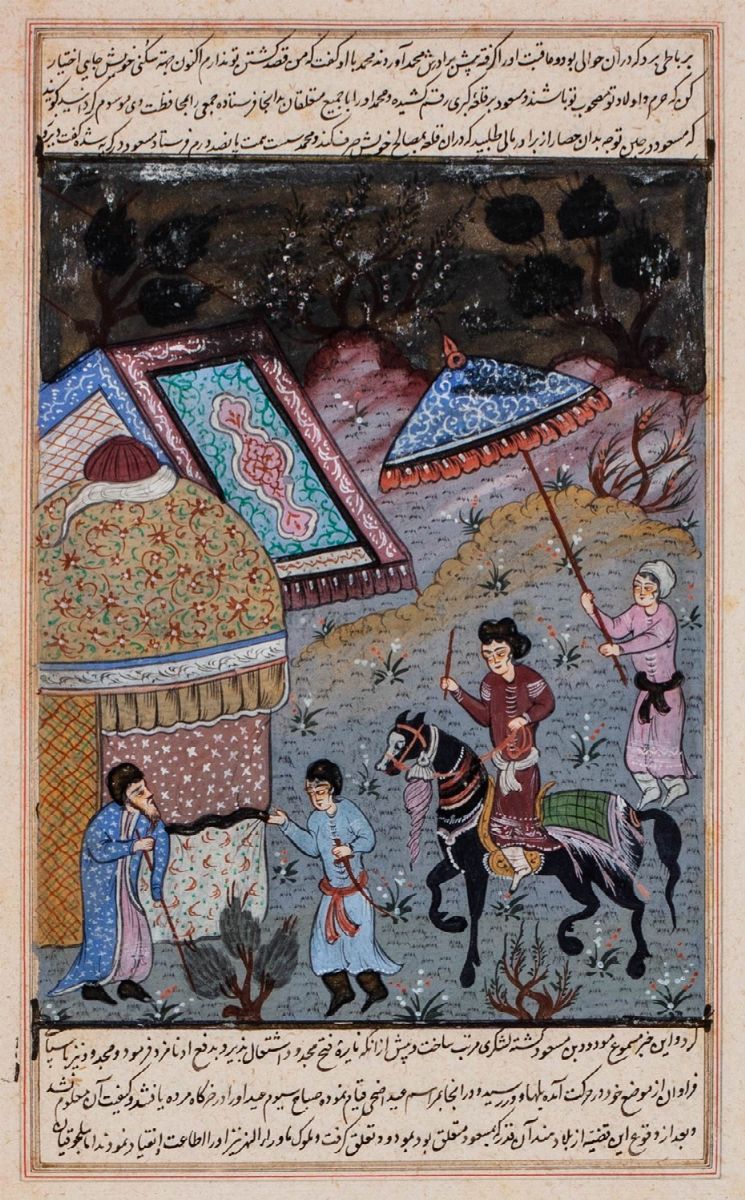 India - Persia - Due miniatures su carta con scena di caccia