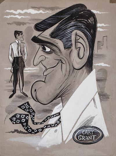 Cary Grant - Disegno originale, china e acquerello su cartoncino
