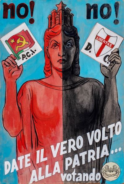 Bozzetto di manifesto elettorale, 1946, grafite e acquerello su cartoncino rigido