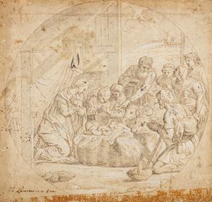 Cerchia di Simone Cantarini (Pesaro 1612 – Verona 1648) - Adoration of the shepherds