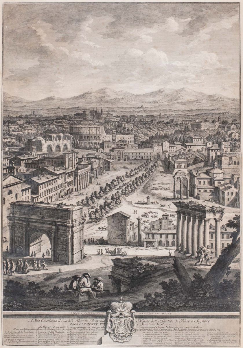 Giuseppe Vasi - Il Prospetto della Città Leonina con la Basilica Vaticana, Ponte e Castel S. Ange...