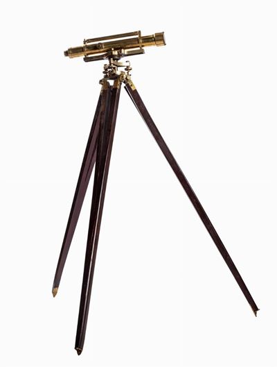 Cooke, Livello a cannocchiale in ottone con treppiedi