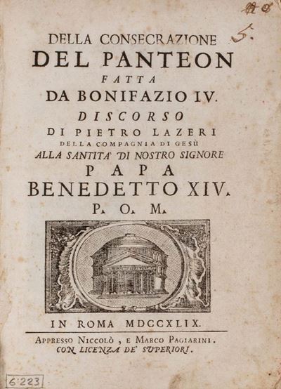 Conclusione per l'integrità del Panteon di M.Agrippa ora S.Maria ad Martyres, incisione xilografi...