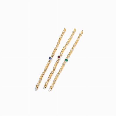Lotto di Tre Bracciali in Oro e Diamanti