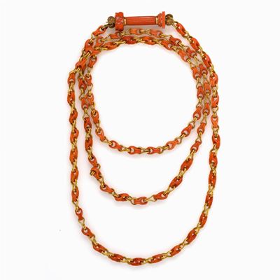 Collana in Corallo e Oro a Maglie Marin