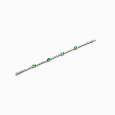Bracciale Tennis in Diamanti e Smeraldi,
