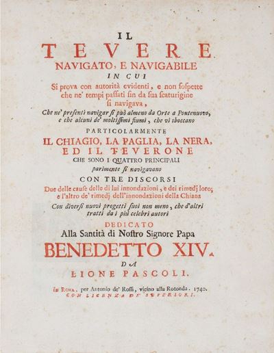 Il Tevere. Trattato sulla natura delle acque, prima edizione del 1740
