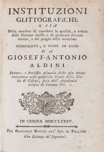 Istituzioni glittografiche o della maniera di conoscere la qualità e natura delle gemme incise