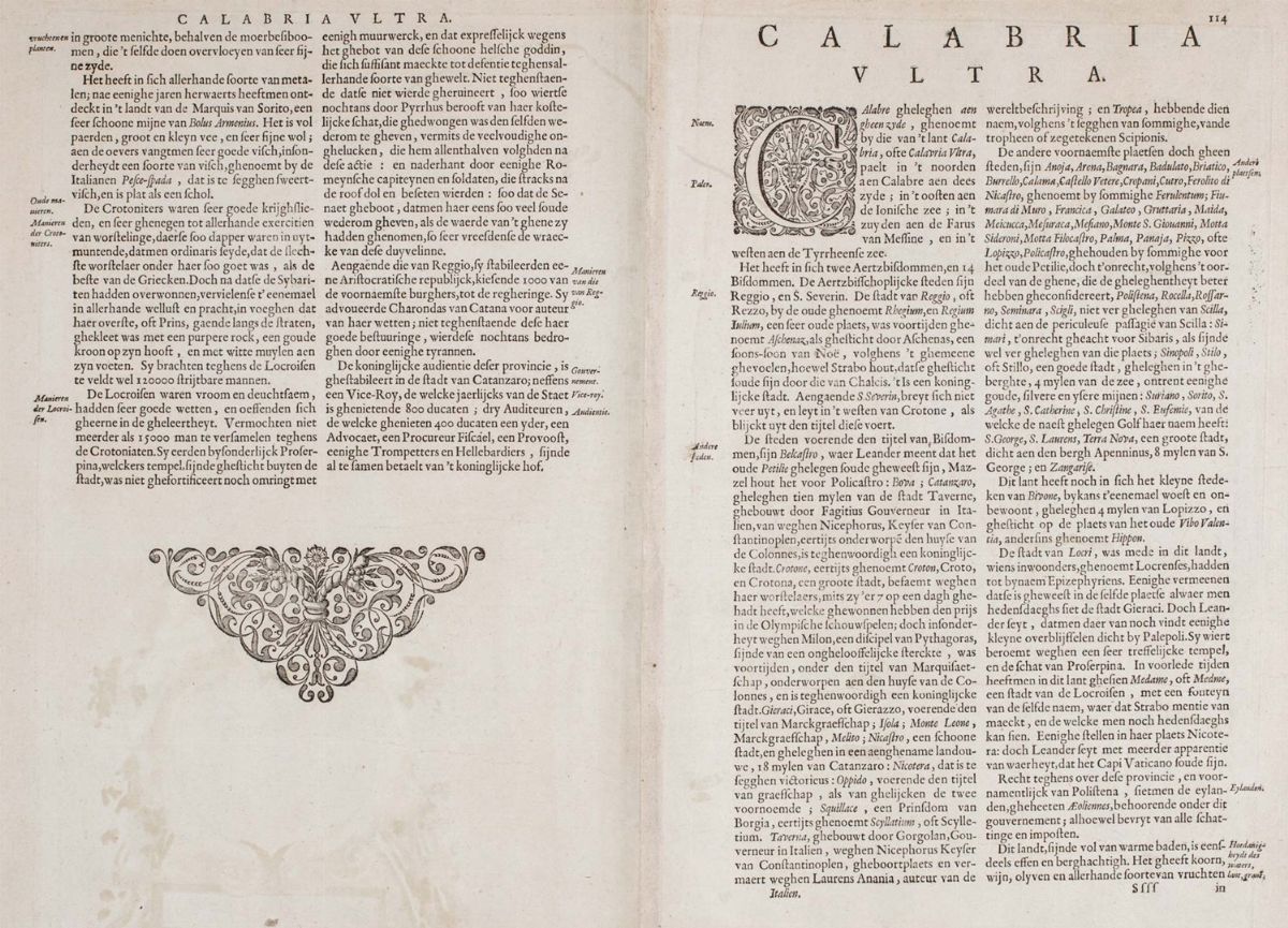 Willem Blaeu - Mappa della Calabria Ultra olim Altera Magnae Graeciae pars, incisione in rame