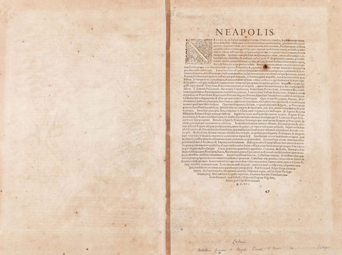 Georg Braun - Haec est noblis & florens illa Neapolis, incisione in rame