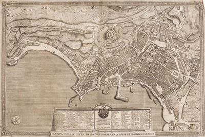 Pianta della città di Napoli, incisione su rame 1750