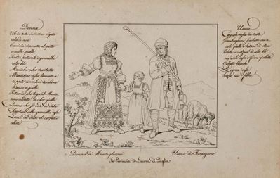 Fogge degli abiti in uso nel Regno delle Due Sicilie, 12 disegni a guazzo su carta, 1799
