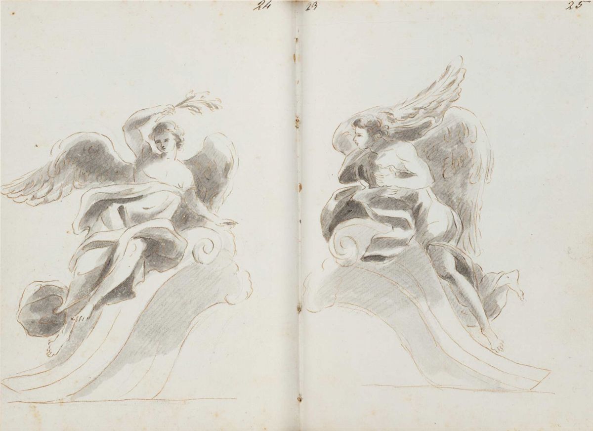 Artista neoclassicista, Album di disegni acquarellati con annotazioni di visitatore a Roma