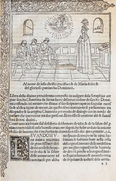 Dialogo de la seraphica virgine sancta Catherina da Siena, incunabolo del 1494