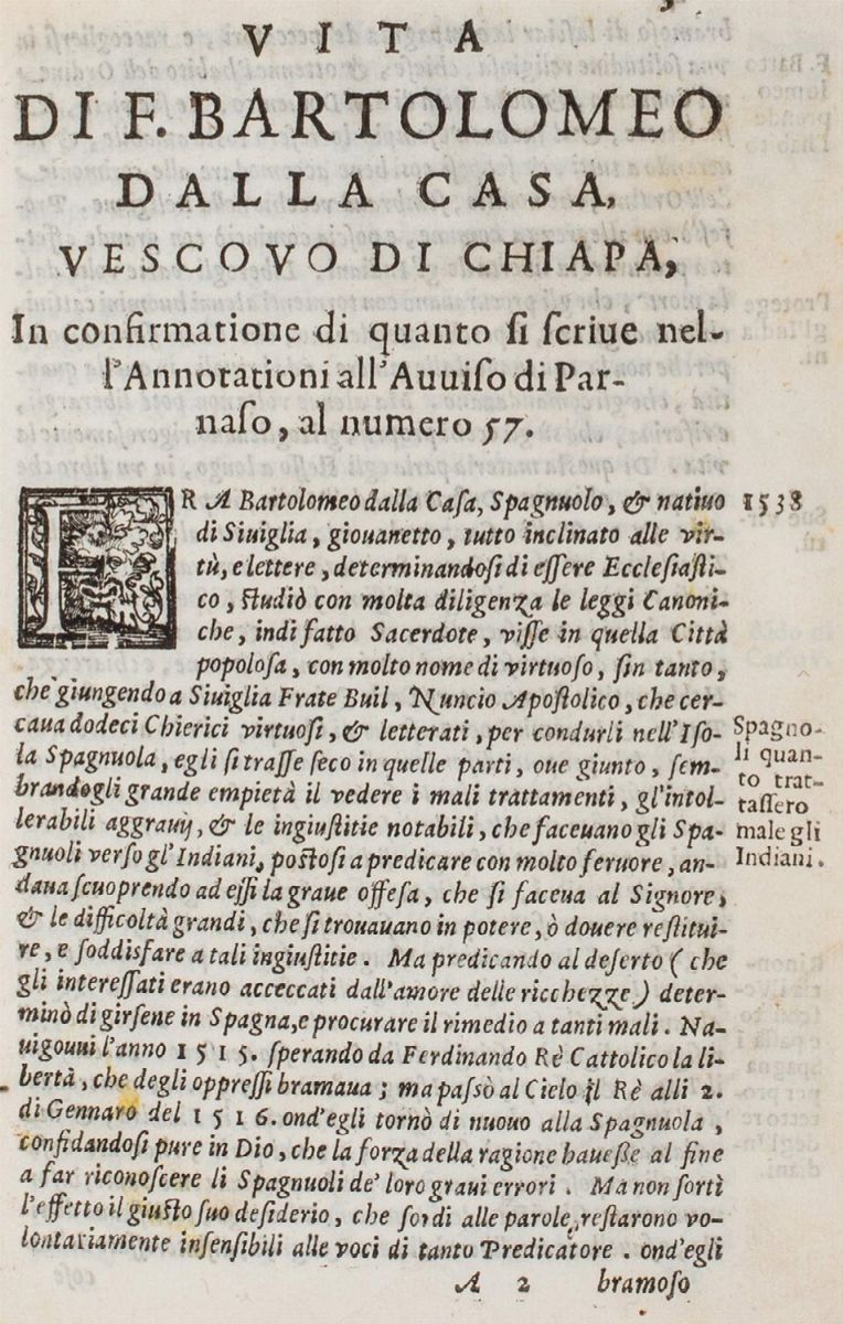 Casas, Bartolomé De Las - Casas, Istoria o Brevissima Relatione della Distruttione dell'Indie Occ...