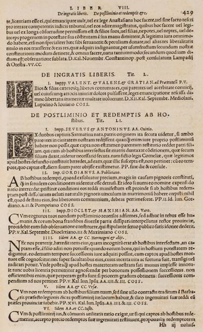 Giustiniano I, Codicis DN. Iustiniani Sacratiss. principis ex repetita praelectione Libri 12, 153...