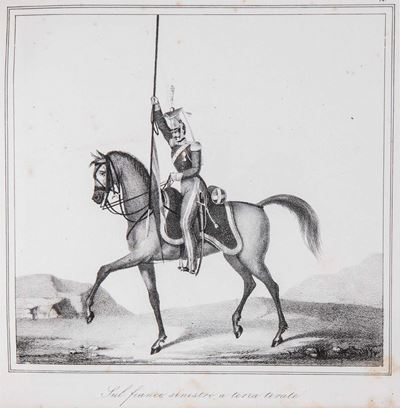 Istruzione pel maneggio della lancia ad uso del corpo de' lancieri, litografia, 1830