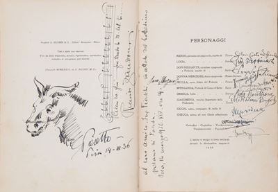 D'Annunzio, Zandonai, Francesca da Rimini, serie di 7 libretti d'opera autografati