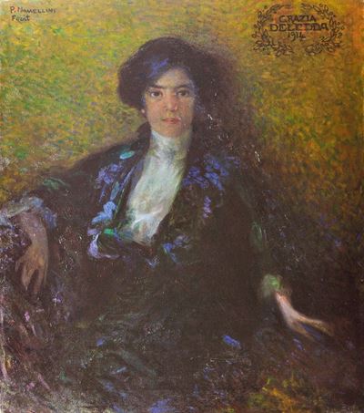 Grazia Deledda, olio su tela