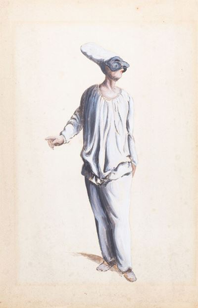 Autore sconosciuto, Pulcinella - tempera su carta
