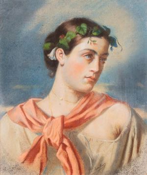 Giovane donna come baccante