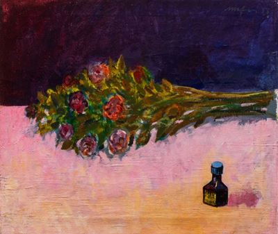Rose e boccetta di inchiostro, olio su tela, 1956