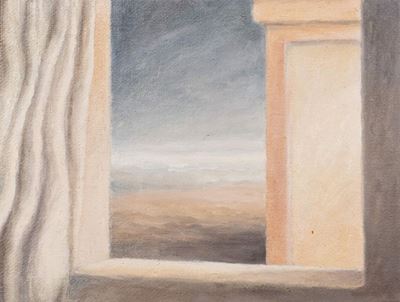 Dalla finestra, olio su tela
