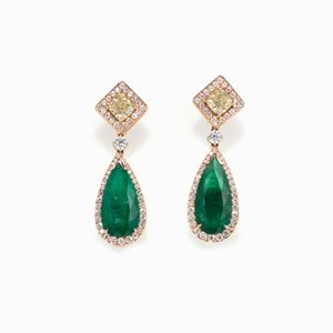 PAIO DI ORECCHINI IN DIAMANTI E SMERALDI