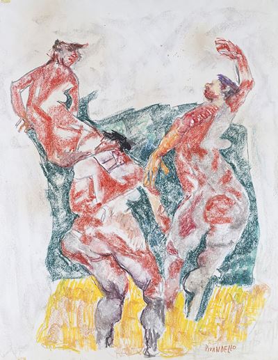 Corsa sulla spiaggia, 1955, pastello su cartoncino
