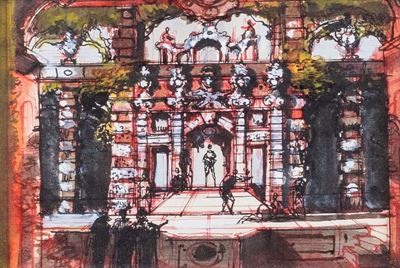Bozzetto teatrale (Scenografia), tecnica mista su carta