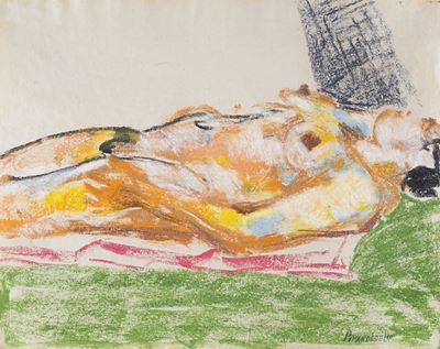 Nudo sdraiato, 1950, pastelli su carta