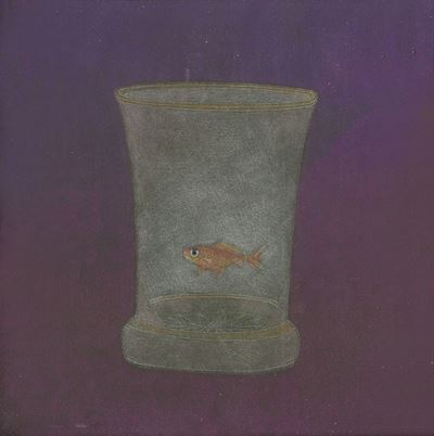 Andavo a sud (2007), matita e pastello su vetro colorato e sabbiato