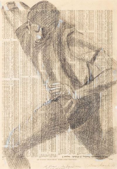 Sportivo (tecnica mista su carta di giornale, 1977)