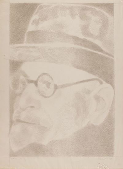 Ritratto di Sigmund Freud, grafite su carta velina applicata su cartoncino