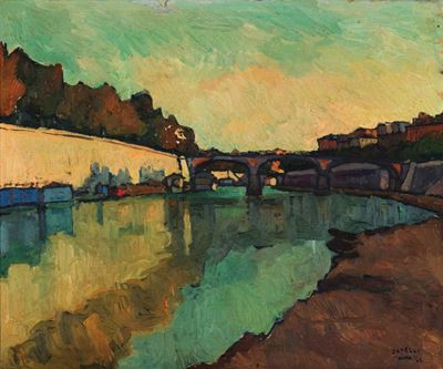Ponte sul Tevere, olio su tela