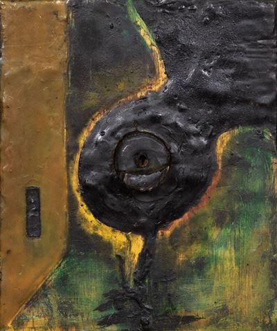 Senza titolo, tecnica mista e collage su tavola