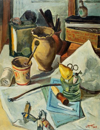 Natura morta, olio su cartone, 1945